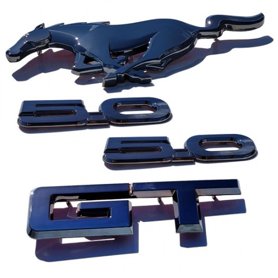 UPR 4pcs Gloss Black Emblems GT-5.0-Pony Mustang 2015-2023